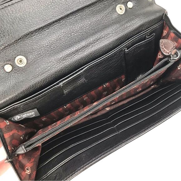 Brighton Brown Leather Reptile Embossed Silver Hardware Strap Wallet Mini Bag - Picture 9 of 16